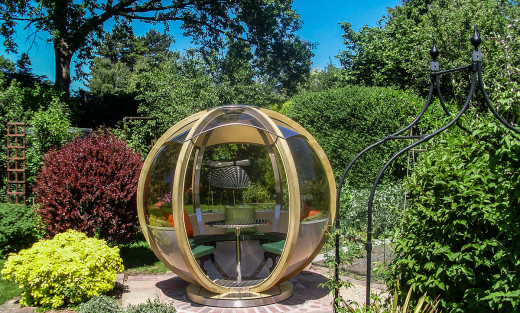 Relax in an Ornate Rotating Garden Pod